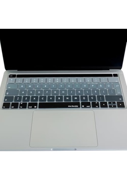 Macbook Pro Klavye Koruyucu (Türkçe Q) 13INÇ A1706 A1989 A2159-15INÇ A1707 A1990 ile Uyumlu Ombre Siyah Gri