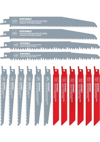 Better Tools For Better Life Saber Testere Bıçakları, 16 Adet Testere Bıçağı Metal, Ahşap ve Ahşap Için Çivili, Saklama Kutulu