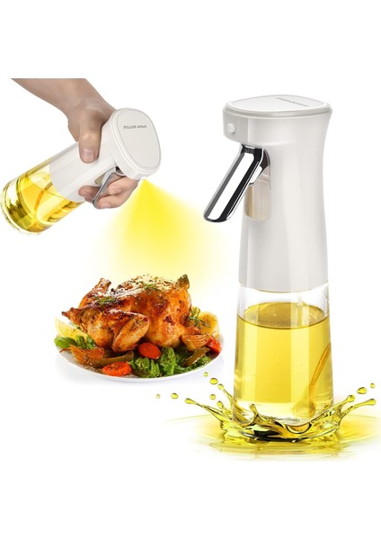 240ML Yağ Zeytinyağı Püskürtücü, Airfryer Sprey Şişesi, Cam Yağ Spreyi, Hava Fritözü Için Yağlık, Barbekü, Salata, Pişirme, Izgara Mutfak Aletleri, Yağdanlık (Beyaz)