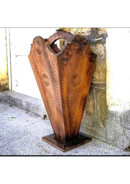 Şık Eskitme Ahşap Şemsiyelik 27X27X45 Cm, Siyah modelleri