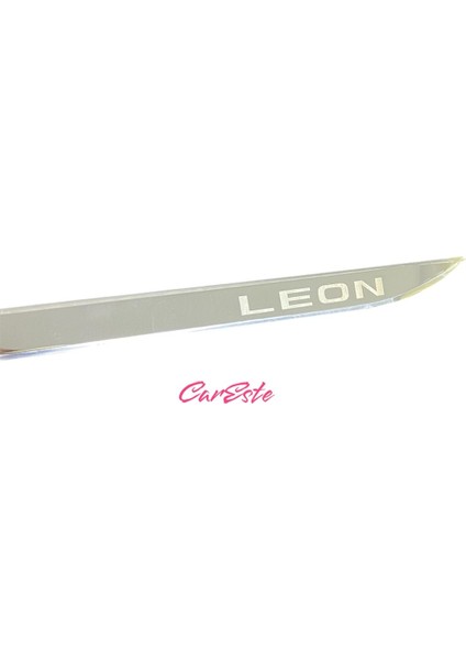 Seat Leon 2012-2019 Modeller Arası Leon Yazılı Krom Bagaj Alt Çıtası Paslanmaz Çelik