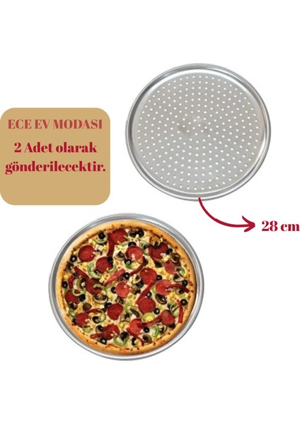 Delikli Pizza Tepsisi Lahmacun Pide Tepsisi 2 Adet Paslanmaz Çelik