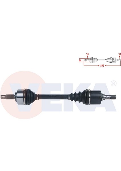 VEKA-ME-8018 - Komple Aks Sol On Uzunluk 699MM Mercedes Vıto (W447) 111 Cdı - 114 Cdı - 116 Cdı 2014-