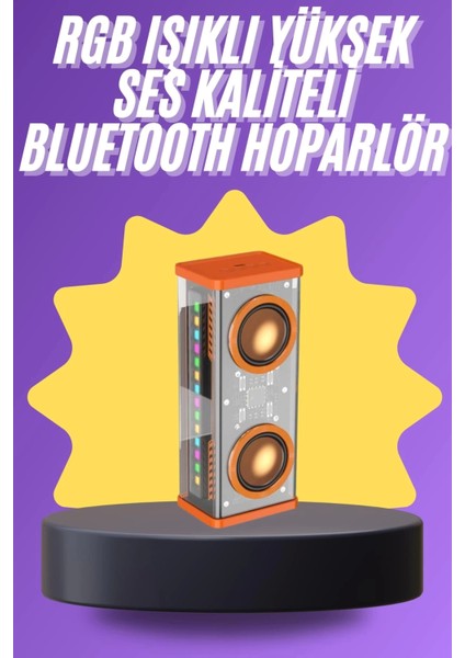 Yüksek Ses Kaliteli Kablosuz 5.0 Bluetooth Hoparlör Rgb Işıklı