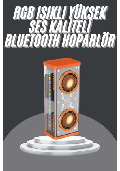 Bluetooth Hoparlör Şeffaf Mecha Rgb Işıklı Çift Hoparlör 5.0 Bluetooth