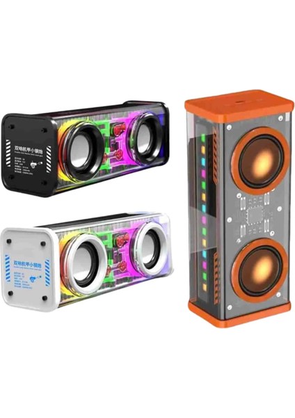Bluetooth Hoparlör Şeffaf Mecha Rgb Işıklı Çift Hoparlör 5.0 Bluetooth fırsatları