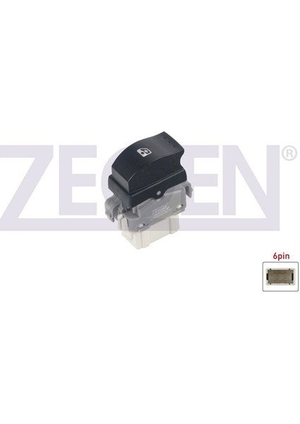 ZEGEN-ZSW1021 - Cam Acma Anahtarı Sag Arka Grı Teklı 6 Pın Turuncu Isık Renault Megane Iı - Laguna Iı - Scenıc Iı 2001-2009/ Espace Iv 2002