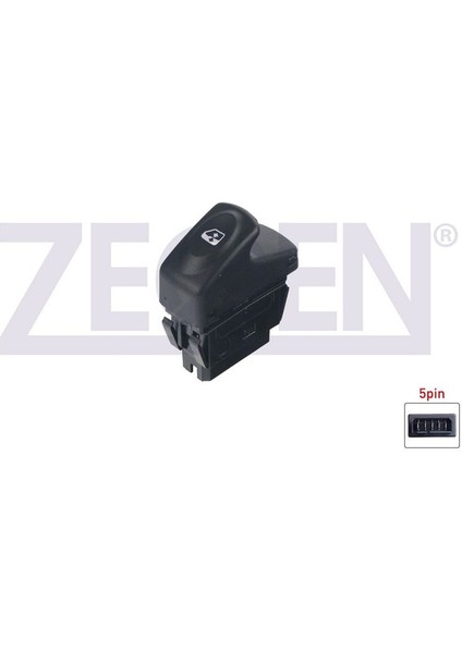 ZEGEN-ZSW1002 - Cam Acma Anahtarı Teklı 5 Pın Turuncu Isık Renault Clıo Iı - Kangoo 1998-2008