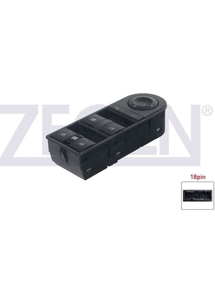 ZEGEN-ZSW1177 - Ayna Ayar ve Cam Acma Anahtarı Grup 18 Pın Opel Astra H - Zafıra B 2004-2011