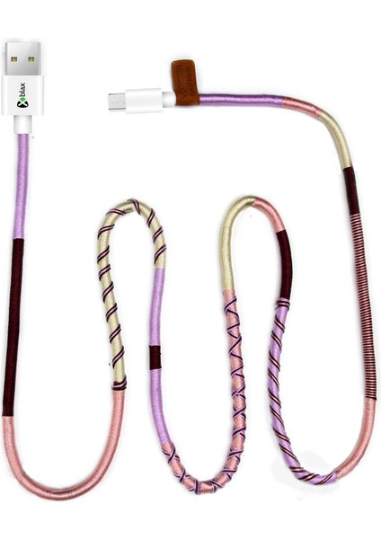 Handmade Purple Mix Micro Android Şarj ve Data Kablosu, 100 cm