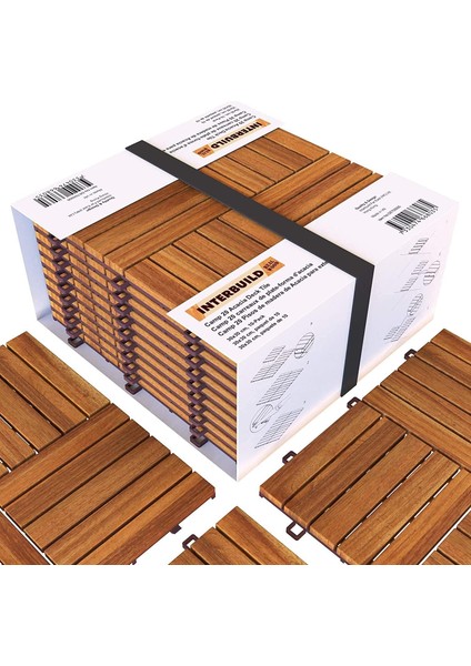 Masif Akasya Zemin Kaplaması 30CM×30CM (10 Adet Karo = 0,9 M2)/paket Veranda ve Balkon Için Paket Başına Benzersiz 5 Yil Garanti Renk;altın Teak