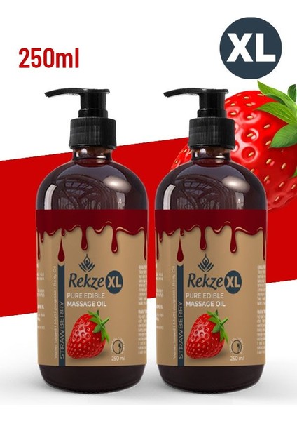 Masaj Yagı 2 Adet Çilek Büyük Boy Yenilir Vucut Masaj Yağı 250 ml