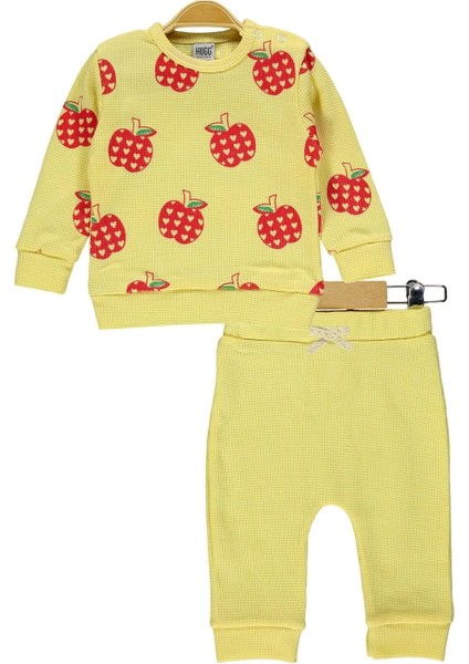 Penye Waffle Çilekli Baskılı Tişört ve Pantolon Ikili takım fırsatları