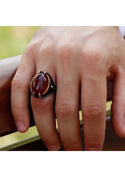Gümüş Akik Taşlı Kartal Pençesi Erkek Yüzük fiyatları