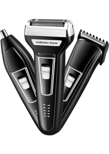Fonksiyonlu Saç Sakal ve Yüz Tıraş Makinesi Seti, Siyah, 3'ü Bir Arada fırsatları