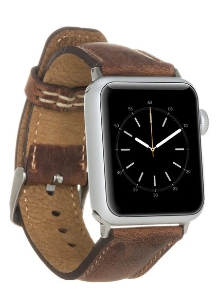 Apple Watch Uyumlu Deri Kordon 42-44-45MM G2 Kahverengi