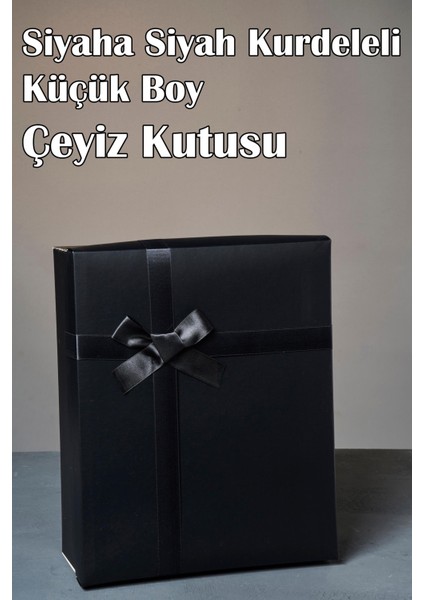 Siyaha Siyah Kurdeleli Küçük Boy Damat Kutusu