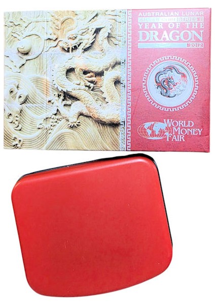 Australıa 2012 Year Of The Dragon Lunar Series 1 Oz. Silver 999 Box & Certificate *blue modelleri