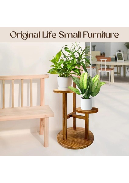 Çiçeklik 3 Raflı Saksılık Dekoratif 3 Raflı Çiçeklik Doğal Ahşap Saksılık Çiçek Rafı Daire Model fırsatları