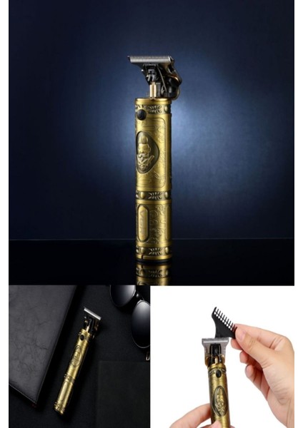 Paslanmaz, Uzun Ömürlü, Motifli, 3 Başlıklı, Şarjlı Tıraş Makinesi