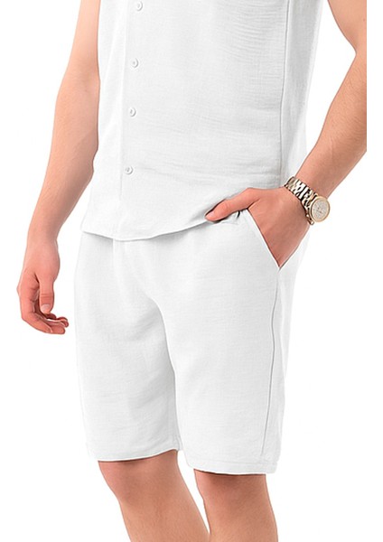 Erkek Mekanik Keten Şort