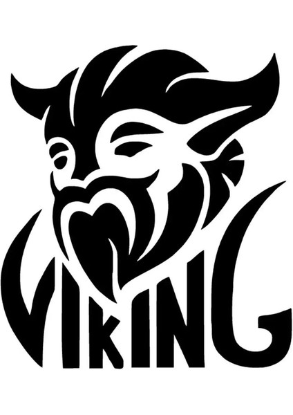 Boynuzlu Viking Sticker Oto Motor Laptop Duvar Folyo Sticker 30 x 33 cm