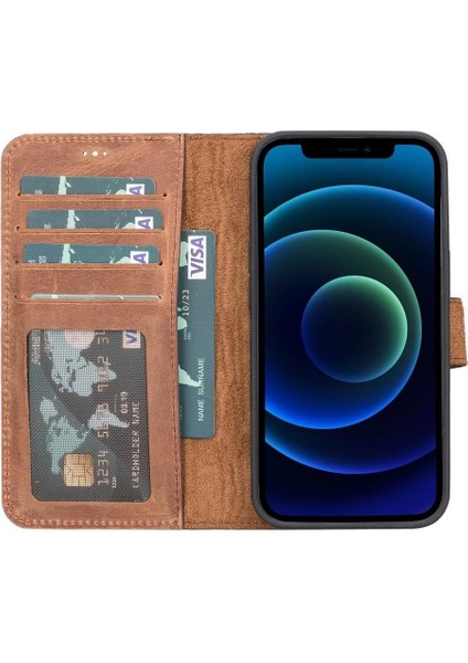 Apple iPhone 13 Uyumlu Deri Cüzdanlı Kılıf G2 Kahverengi fiyatları