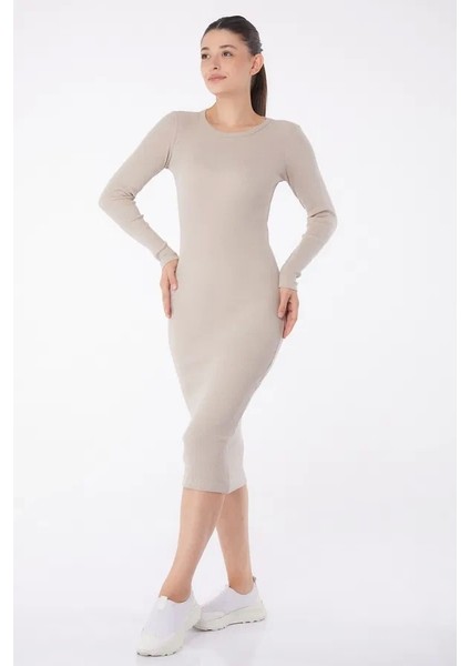 Düz Bisiklet Yaka Kadın Midi Elbise indirimleri