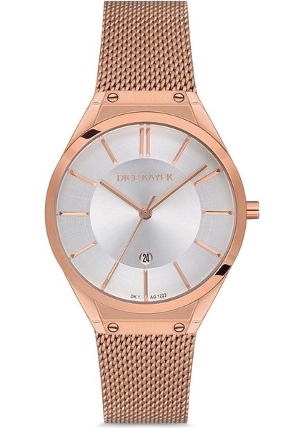 DK.1.AG1223.01 Hasır Kordon Çelik Kasa 5 Atm Suya Dayanıklı Rose Gold Renk Kadın Kol Saati