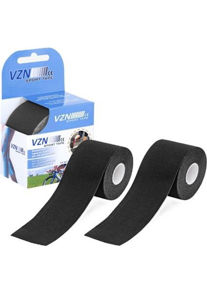 Kinezyo Sporcu Bandı 2’li Set | 5m x 5cm | Siyah| Esnek Destek Bandı | 2 Kutu Gönderilir