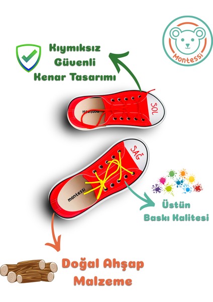 Ayakkabı Bağlama,ayakkabı Bağlamayı Öğreten Ahşap Ayakkabı Çifti indirimleri