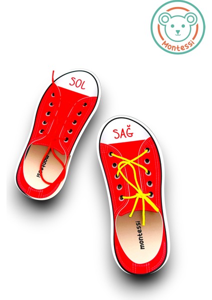 Ayakkabı Bağlama,ayakkabı Bağlamayı Öğreten Ahşap Ayakkabı Çifti