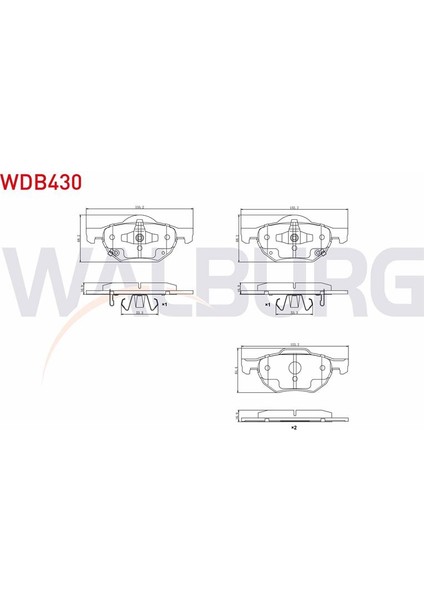 WALBURG-WDB430 - Fren Balata On Ikazlı Honda Accord Vııı (Cu) 2.0 I-Vtec 2008- / Honda Accord Vııı (Cu) 2.2 I-Cdtı 2008- / Honda Accord Vııı (Cu) 2.4 I-Vtec 2008-