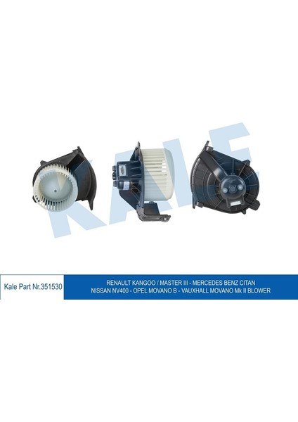 -351530 - Kalorifer Motoru Renault Kangoo 1.5dcı 08=> Master Iıı 2.3dcı 10=> - Nıssan NV400 11=> - Opel Movano B 2.3cdtı 10=> - Mercedes Benz Cıtan 12=> (218W 12V)