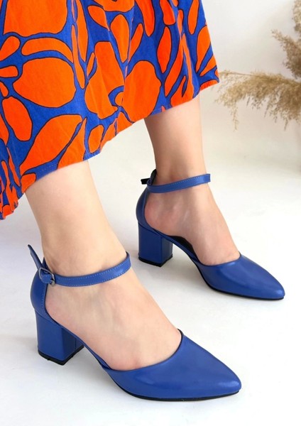Mulen Mavi Cilt Topuklu Ayakkabı