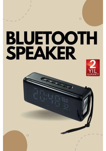 Bluetooth Hoparlör Speaker Saat Göstergeli Uzun Pil Ömrü Taşınabilir