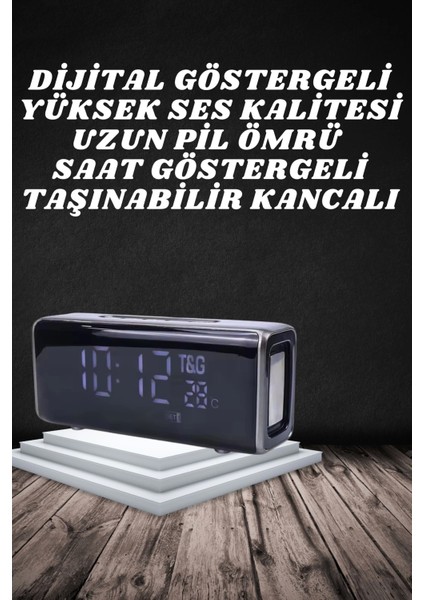 Bluetooth Hoparlör Speaker Saat Göstergeli Uzun Pil Ömrü Taşınabilir fiyatları