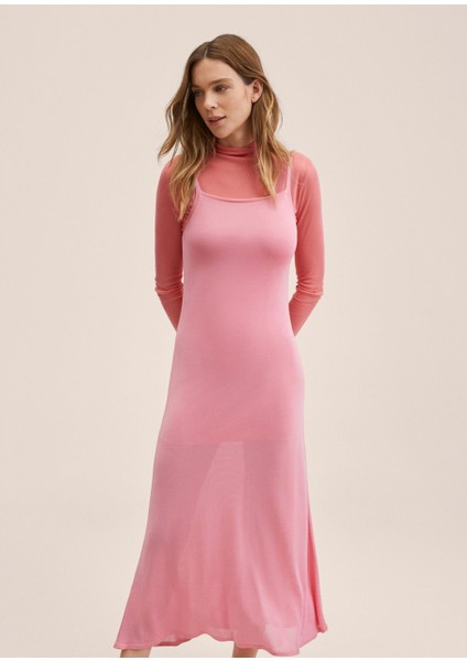Elbise Iç Astarlı Örme Pembe