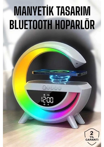 Bluetooth Hoparlör Dijital Göstergeli Wireless Şarj Rgb Işıklı