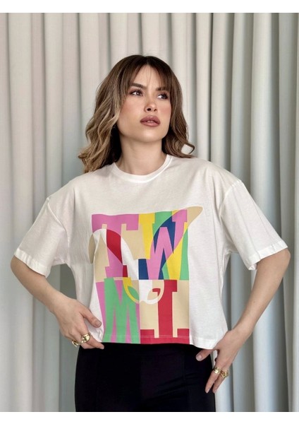 Baskılı Crop Tişört