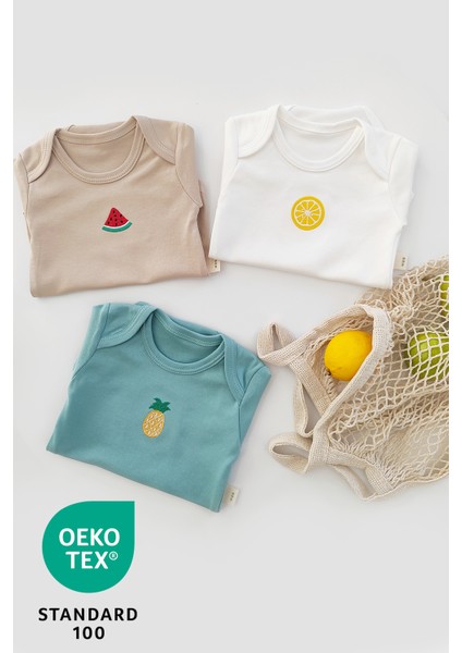 Summer 3lü %100 Pamuk Nakışlı Bebek Body Set fiyatları