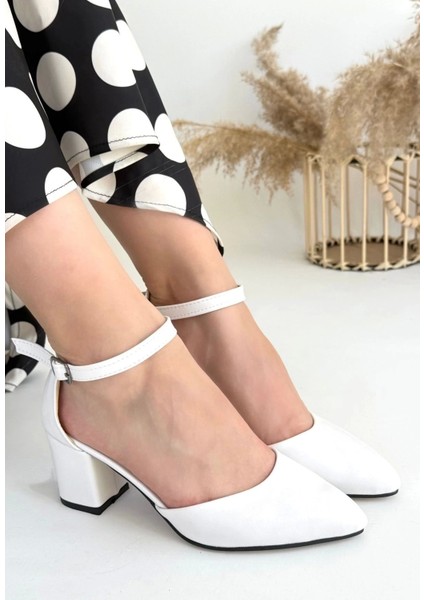 Mulen Beyaz Cilt Topuklu Ayakkabı modelleri
