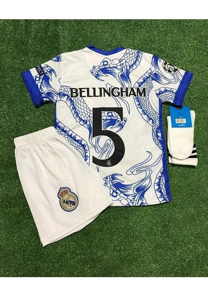R.e.a.l M.a.d.r.i.d 2023/24 Yeni Sezon Jude Bellingham Yılan Desenli Özel Çocuk Forması 4'lü Set