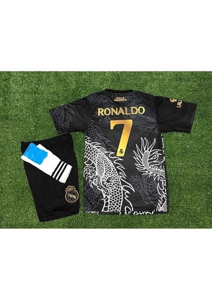 R.e.a.l M.a.d.r.i.d 2023/24 Dragon (Ejderha) Desenli Cristiano Ronaldo Forması 3'lü Set (Black) modelleri