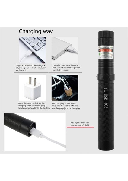 Yeni Nesil Micro USB Şarjlı Güçlü Yeşil Lazer Pointer Siyah Metal Kasa 2022 Model 6800 Mah Pil modelleri