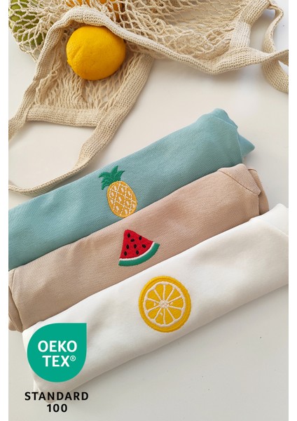 Summer 3lü %100 Pamuk Nakışlı Bebek Body Set indirimleri