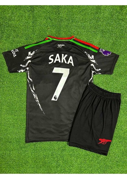 Arsenal 2024/25 Yeni Sezon Bukayo Saka Deplasman Çocuk Forması 2'li Set (Black) modelleri