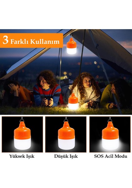 Ledx LN-OR100G 20 Watt Type-C Şarjlı Taşınabilir Asma Kancalı Kamp Çadır Lambası LED Aydınlatma 1200MAH 3 Modlu modelleri