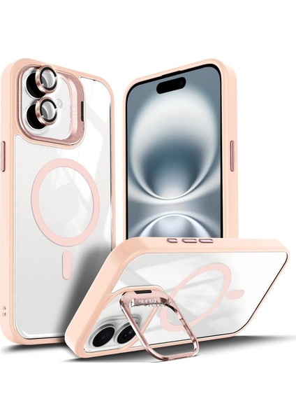 Iphone 11 Kılıf Standlı Mika Magsafe Hassas Butonlu Metal Tuşlu + Kamera Lens Camı Hediyeli Set