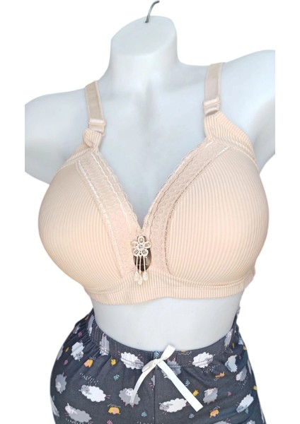 C Cup Balensiz (Telsiz) Dolgusuz Desenli Toparlayıcı Sütyen